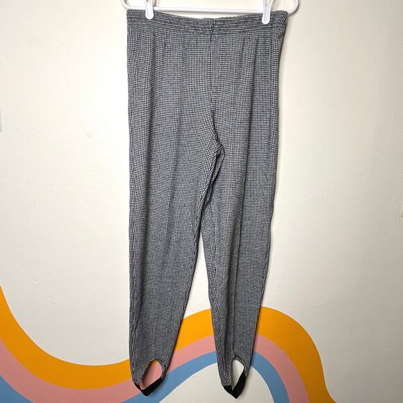 Vtg 80s 90s Houndstooth Pants Women's Large Black White Pull On Stretch - Picture 1 of 7